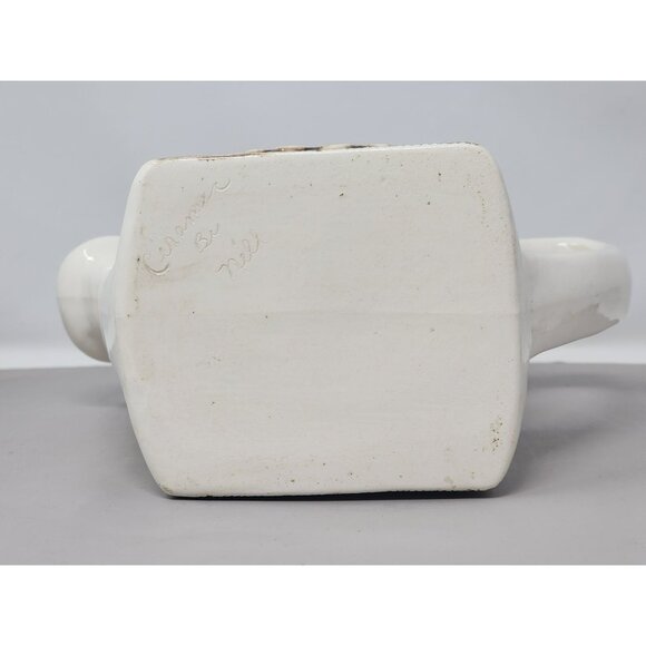 Vintage Hand Painted Ceramic Owl Watering Can Planter Vase Ceramic By Nell‎ - Picture 6 of 10